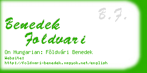 benedek foldvari business card